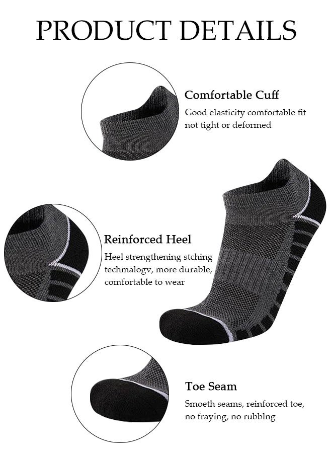 DUNISO 5 Pairs Ankle Athletic Socks，Non-Slip No Show Socks，Sweat Absorption and Odor Prevention Low Cut Sports Socks,Size 33-41，Unisex - Image 2