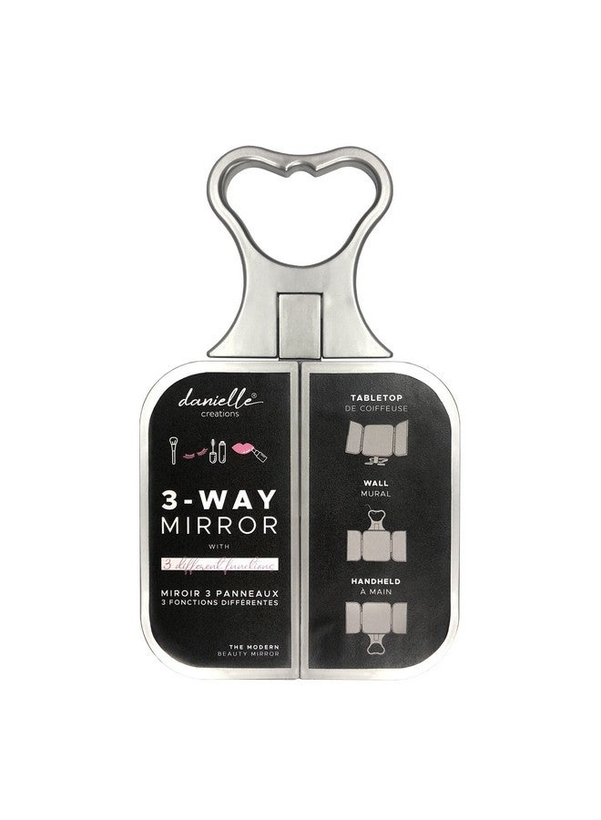 Danielle Portable 3 Sided Foldable Beauty Mirror With Built In Stand Silver - Image 3