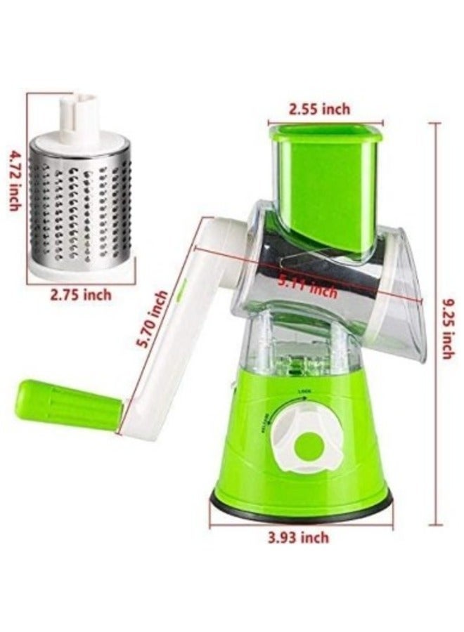 Manual Tabletop Drum Cheese Grater, 3 In 1 Rotary Shredder Slicer Grinder For Cucumber Nut Potato Carrot Cheese, Vegetable Salad Shooter,Assorted Color  - Image 2