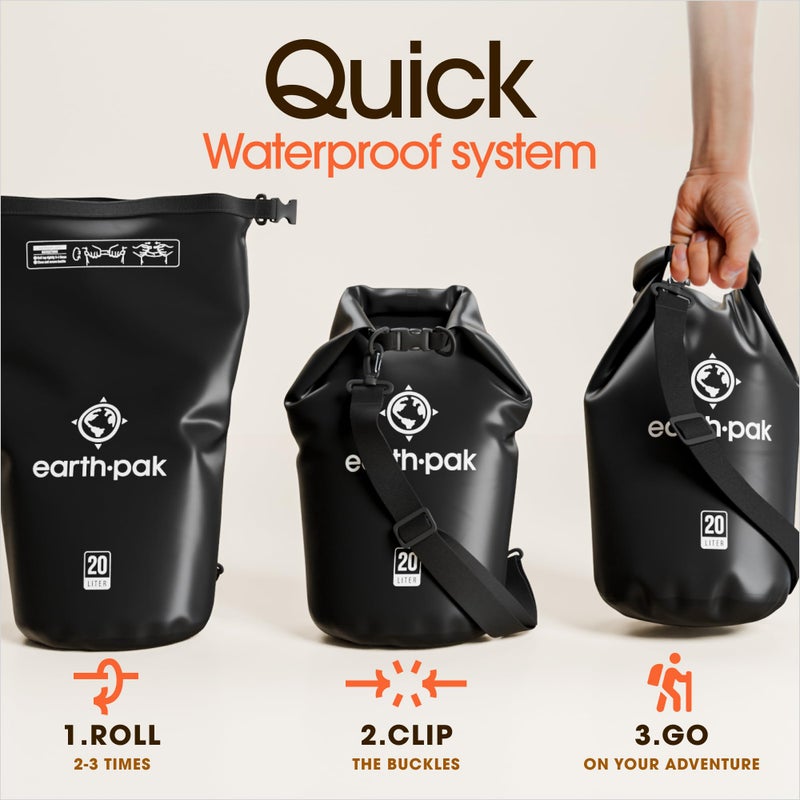 Earth Pak Waterproof Dry Bag - Roll Top Waterproof Backpack Sack Keeps Gear Dry for Kayak with Waterproof Phone Case - Image 5