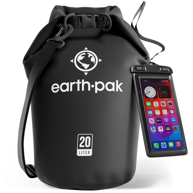 Earth Pak Waterproof Dry Bag - Roll Top Waterproof Backpack Sack Keeps Gear Dry for Kayak with Waterproof Phone Case - Image 1