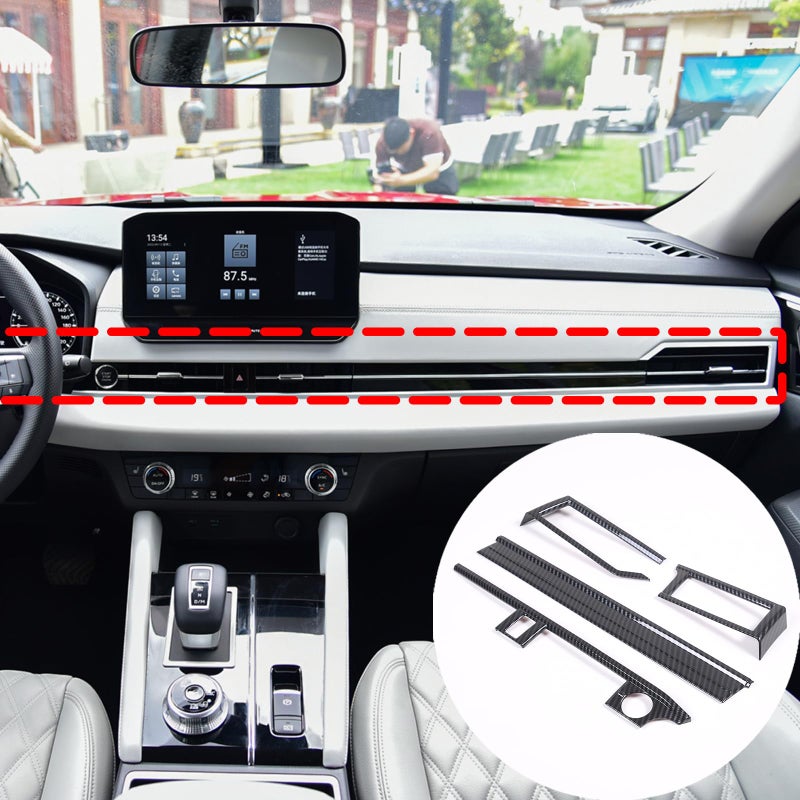 Sekhyna Car Central Control Air Outlet Trim Strips Compatible with Mitsubishi Outlander 2023 2024 ABS 4PCSCarbon Fiber Style Dashboard Panel Air Vent Outlet Cover Trim Accessories ABS Carbon