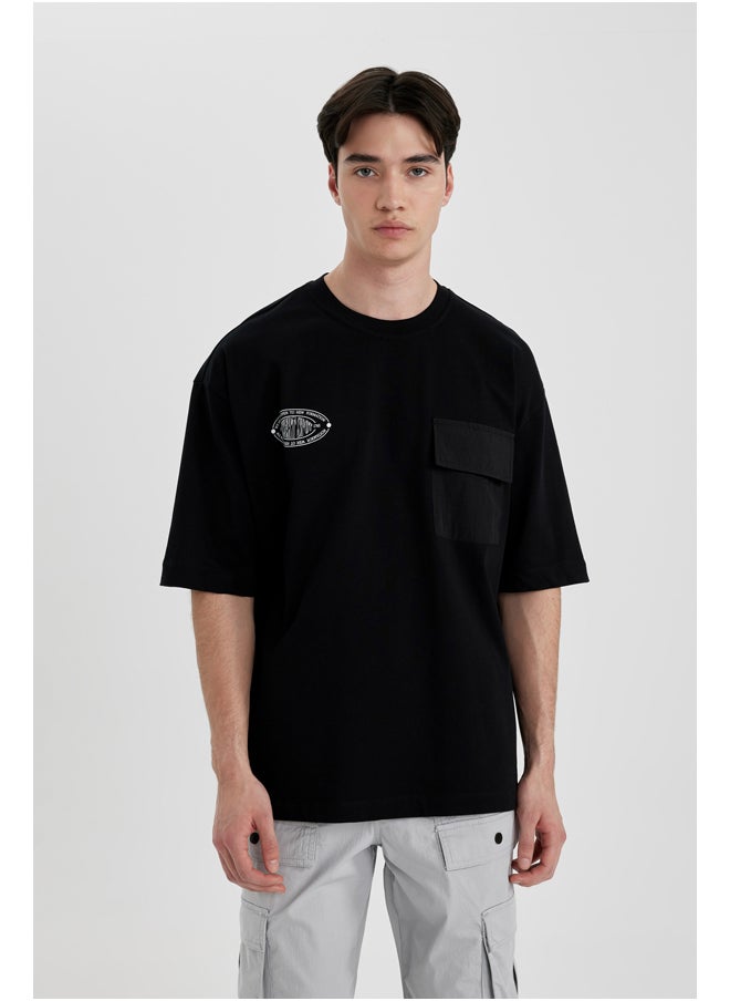 DeFacto - Man Loose Fit Crew Neck Short Sleeve Knitted T-Shirt - Image 1