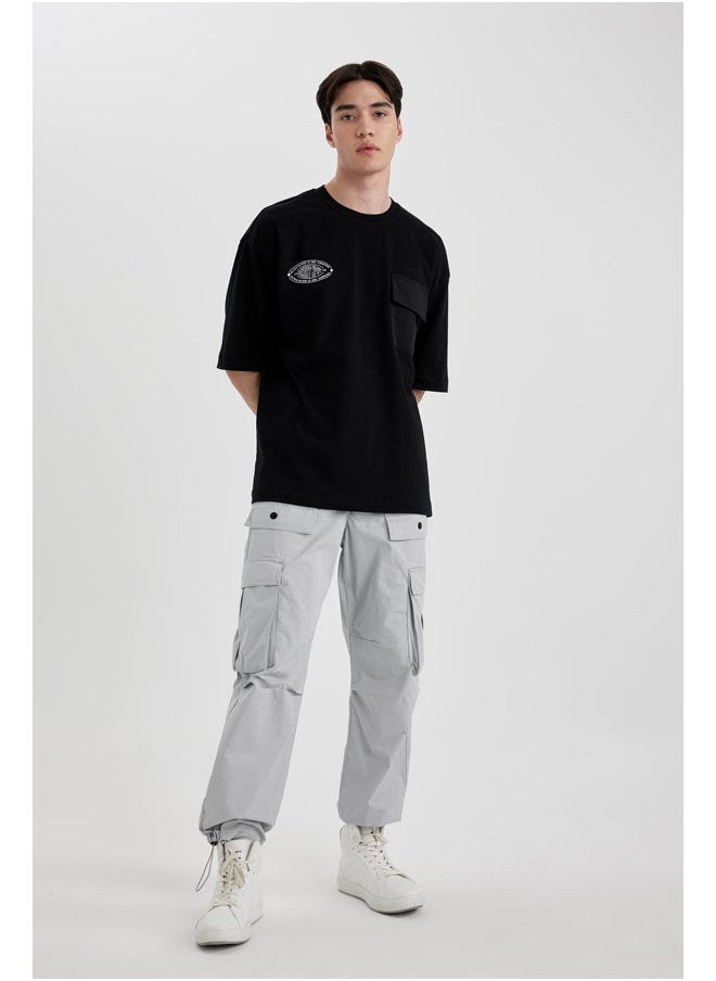 DeFacto - Man Loose Fit Crew Neck Short Sleeve Knitted T-Shirt - Image 1