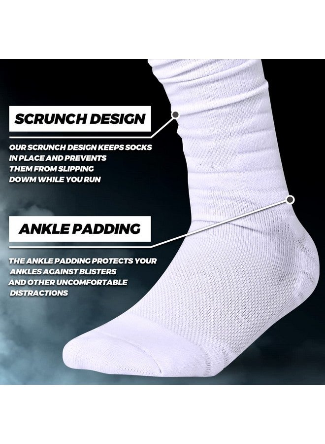 IRAMY Scrunch Ultra Long Football Socks 2 Packs Combed Cotton With Ankle Support Padded Knee High Socks Tube Sock Youth Adult - Image 1