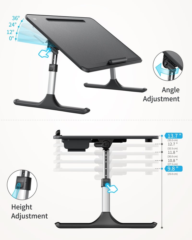 SAIJI Lap Desk for Bed, X-Large Foldable Laptop Table with Book Stand, Wrist Rest, Extra Leg Room for Sofa Couch Floor (Black) - Image 5