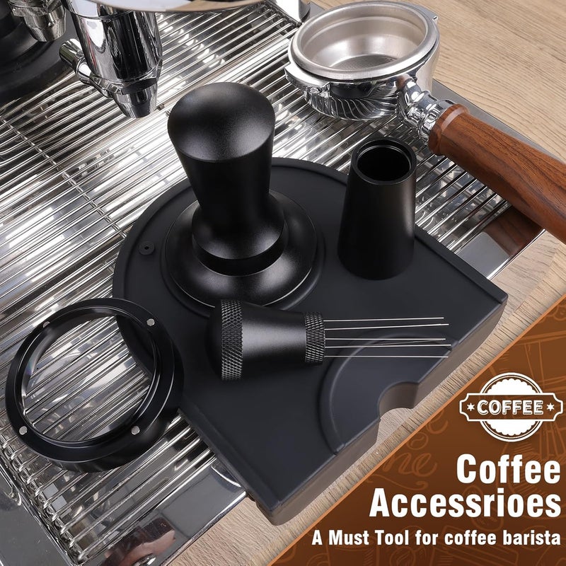54mm coffee powder pressing set (including cloth powder needle, 54mm powder receiving ring, pressure adjusting pad) Black - Image 5