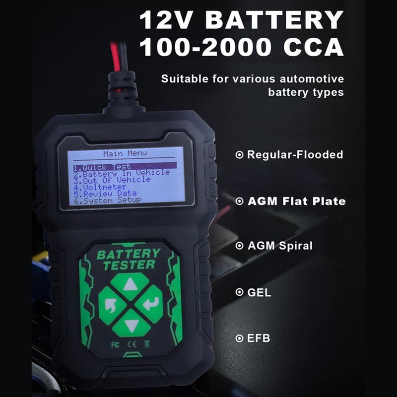 Car Battery Load Tester with LED Display CCA 100-2000 CCA Alternator Tester, Auto Battery Analyzer for Car Truck Motorcycle ATV SUV Boat Yacht - Image 4
