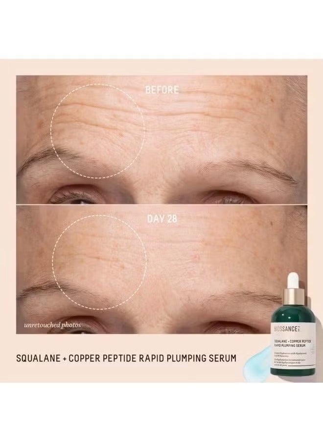 BIOSSANCE Squalane + Copper Peptide Rapid Plumping Serum, Powerfully Hydrating Face Serum that Instantly Plumps and Firms with Collagen Boosting Copper Peptides, 50ml / 1.69 fl oz - Image 4