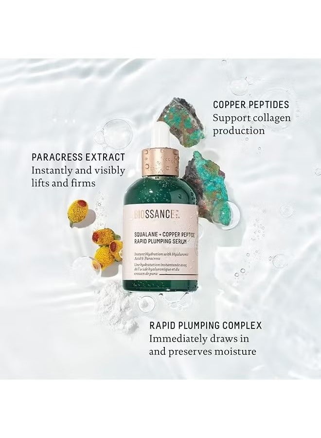 BIOSSANCE Squalane + Copper Peptide Rapid Plumping Serum, Powerfully Hydrating Face Serum that Instantly Plumps and Firms with Collagen Boosting Copper Peptides, 50ml / 1.69 fl oz - Image 2