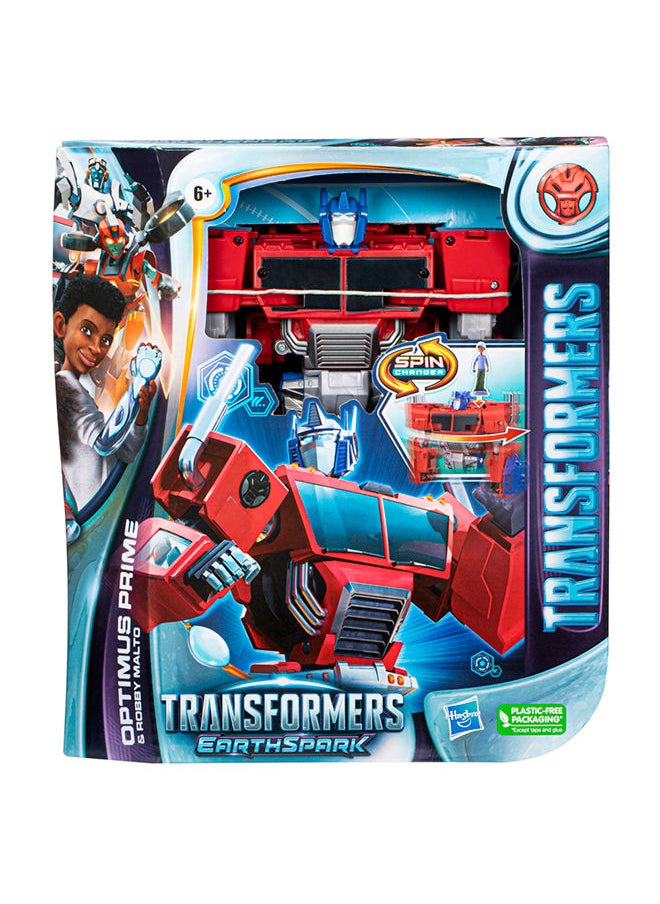 HASBRO - TRANSFORMERS دميّة أكشن أوبتيموس برايم 8 إنش من إيرث سبارك مع دمية روبّي مالتو 2 إنش، ألعاب روبوت للأطفال بعمر 6 سنوات وما فوق  - Image 3