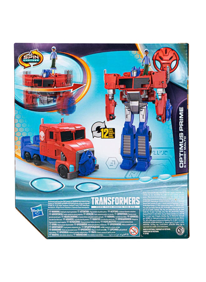HASBRO - TRANSFORMERS دميّة أكشن أوبتيموس برايم 8 إنش من إيرث سبارك مع دمية روبّي مالتو 2 إنش، ألعاب روبوت للأطفال بعمر 6 سنوات وما فوق  - Image 4