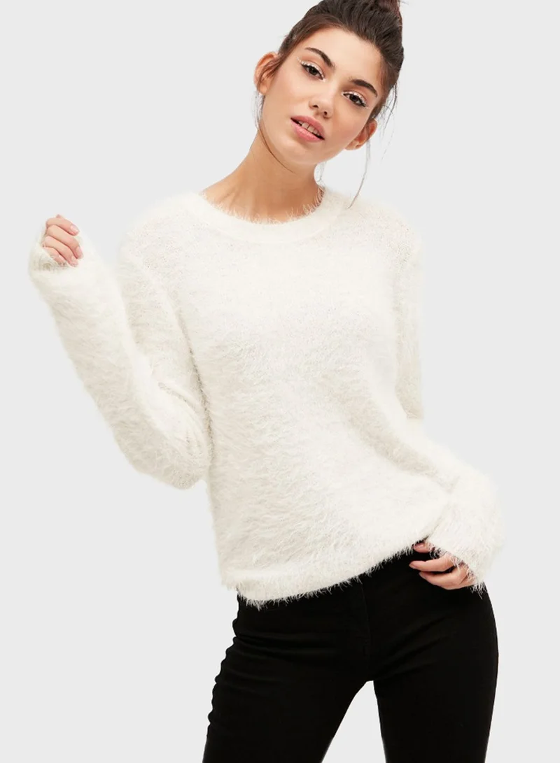 Blue Age Crew Neck Fur Sweater