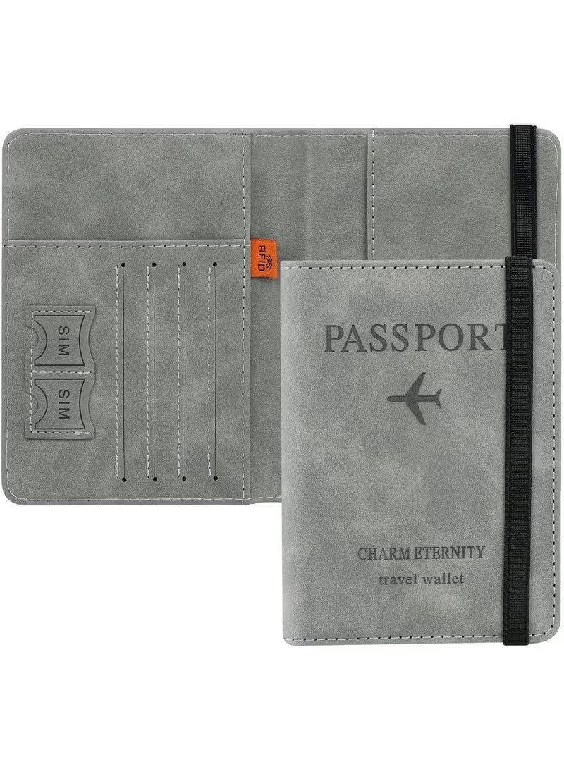 BRAND X New Blue Grey RFID Anti-Theft Travel Passport Holder Multifunctional Large-Capacity PU Document Bag Anti-Degaussing Rfid Passport Cover Portable Card Holder Overseas Travel - Image 4
