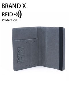 BRAND X New Blue Grey RFID Anti-Theft Travel Passport Holder Multifunctional Large-Capacity PU Document Bag Anti-Degaussing Rfid Passport Cover Portable Card Holder Overseas Travel  - Image 3