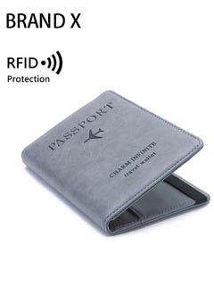 BRAND X New Blue Grey RFID Anti-Theft Travel Passport Holder Multifunctional Large-Capacity PU Document Bag Anti-Degaussing Rfid Passport Cover Portable Card Holder Overseas Travel  - Image 2