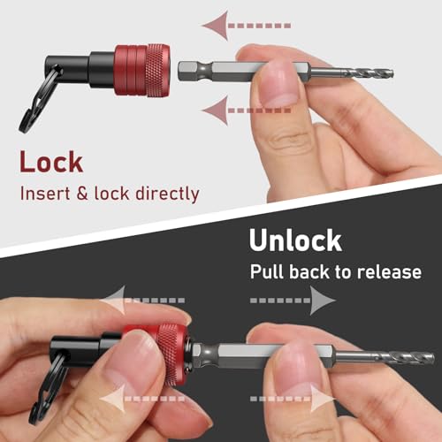 VALKYNOS Enhanced Non-Slip Upgrade Bit Holder 6pc, 1/4 Drill Bit Holder Key Chain, Bit Holder for Impact Driver, Quick-Change for Drill Bits & Screwdriver & Drill Bit Extension, Includes Portable Carabiner - Image 4