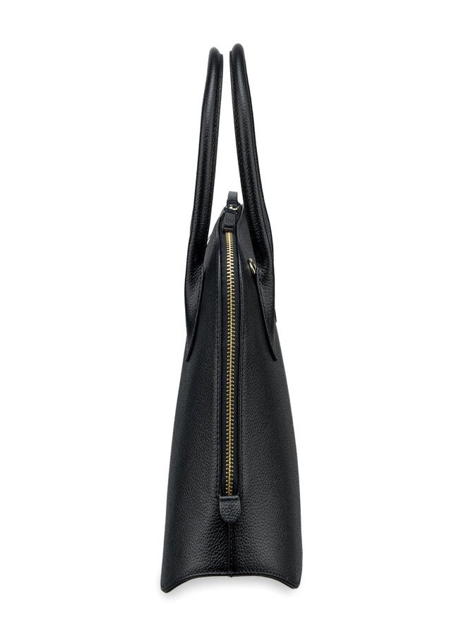 MAI SOLI Stella Genuine Leather Satchel Bag for Girls and Women | Ladies Handbag | Double Handle With Adjustable & Detachable Shoulder Strap | Handbags With Zip Closure For Women - Black - Image 5