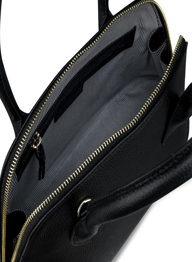 MAI SOLI Stella Genuine Leather Satchel Bag for Girls and Women | Ladies Handbag | Double Handle With Adjustable & Detachable Shoulder Strap | Handbags With Zip Closure For Women - Black - Image 3