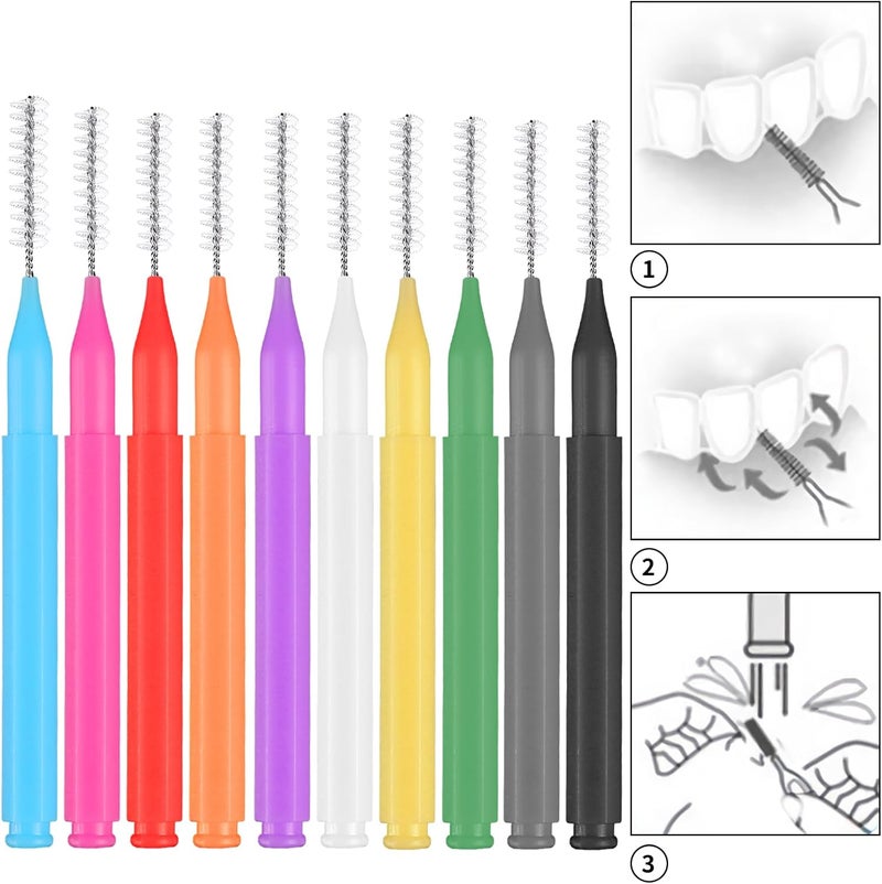 lanjue 100 Pcs Interdental Brushes - 6 Sizes Braces Flossers for Oral Cleaning (10 Colors) - Image 3