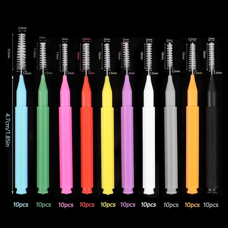 lanjue 100 Pcs Interdental Brushes - 6 Sizes Braces Flossers for Oral Cleaning (10 Colors) - Image 2