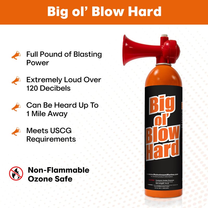 Generic Mainstream Marine Big ‘Ol Blowhard Marine-Grade Air Horn, Portable Loud Air Horns for Safety, Emergency Boat Blow Horn Can 16oz, High-Capacity, Can Be Heard 1 Mile Away, Boating Accessories  - Image 2