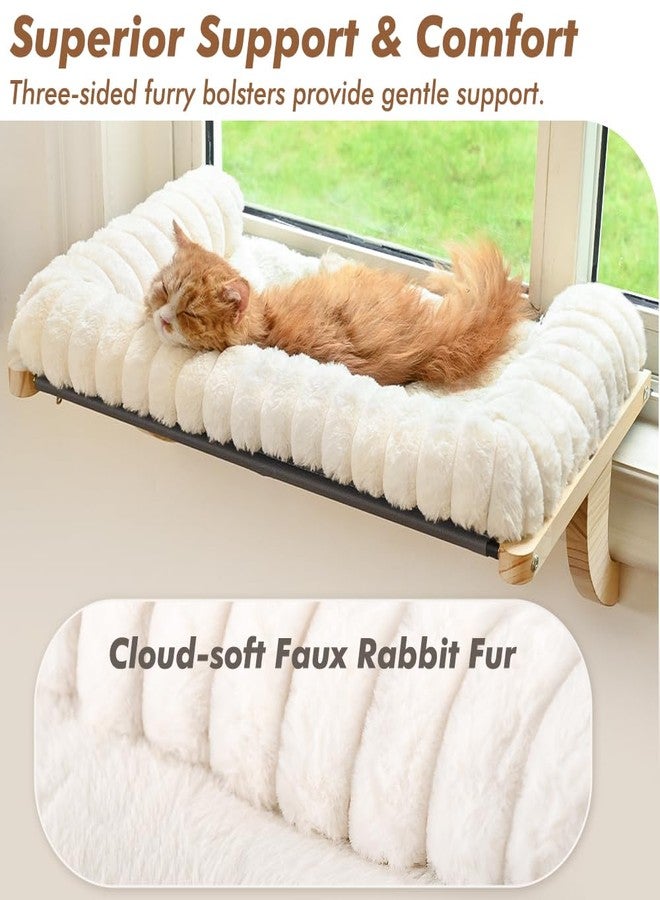 valigogo Cloud-Soft Cat Window Sill Perch with Zipper Designed Cushioned Bed, Supportive Cat Window Seat with Premium Solid Wood & Sturdy Metal Frame, Pet Hammock Bed for Large Cats (Medium, White) - Image 2