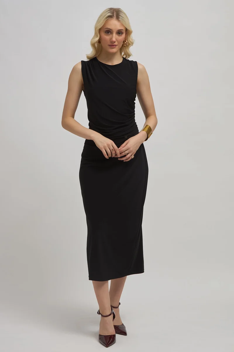 فيرجيو Solid Viscose Stretch Fitted Midi Dress for Women