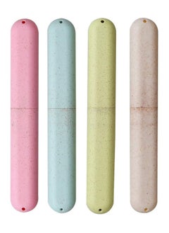 SYOSI 4 Pcs Travel Toothbrush Case Portable Toothbrush Storage Case Eco-Friendly Wheat Straw Toothbrushes Cover Case for Travel Camping School  - Image 1