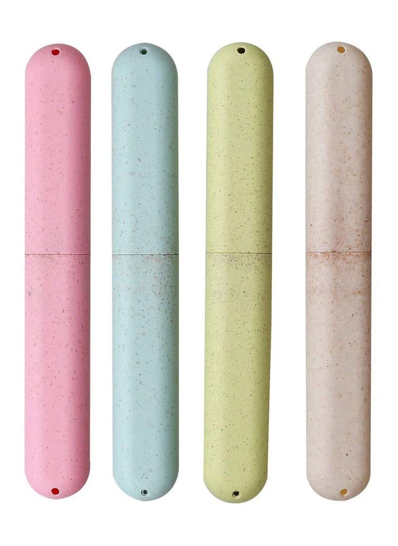 SYOSI - 4 Pcs Travel Toothbrush Case Portable Toothbrush Storage Case Eco-Friendly Wheat Straw Toothbrushes Cover Case for Travel Camping School - Image 1