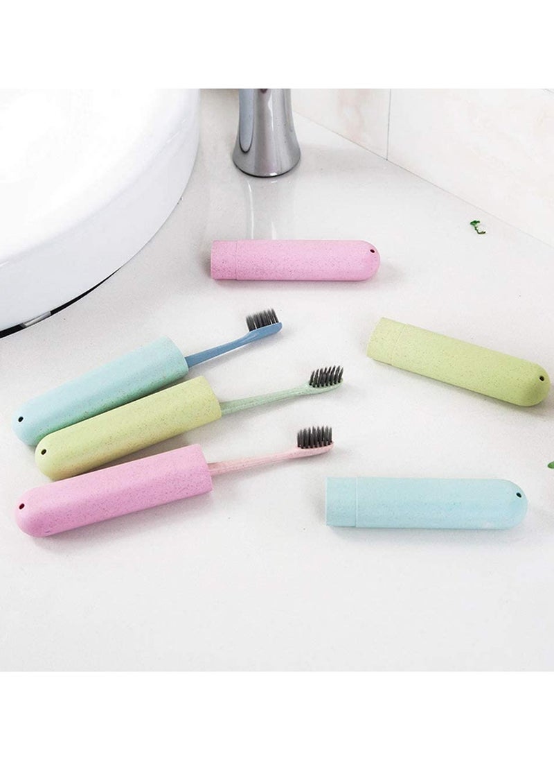 SYOSI - 4 Pcs Travel Toothbrush Case Portable Toothbrush Storage Case Eco-Friendly Wheat Straw Toothbrushes Cover Case for Travel Camping School - Image 1