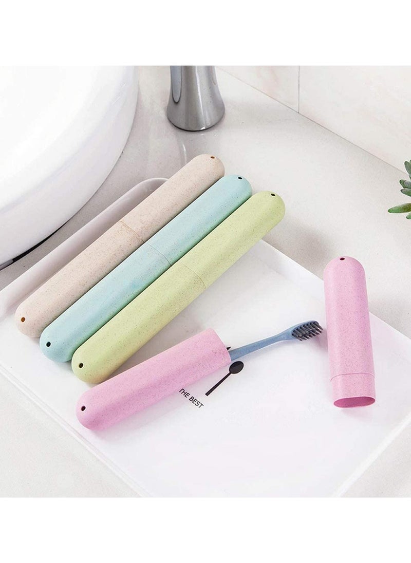 SYOSI - 4 Pcs Travel Toothbrush Case Portable Toothbrush Storage Case Eco-Friendly Wheat Straw Toothbrushes Cover Case for Travel Camping School - Image 1