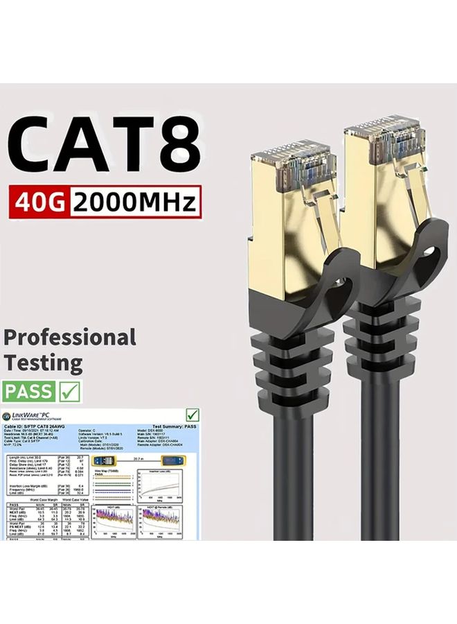 Cat 8 Ethernet Cable 33FT Shielded SFTP Heavy Duty High Speed Direct Burial 26AWG LAN Network Wire 40Gbps 2000Mhz RJ45 Patch Cord Indoor Outdoor for Router Modem Xbox - Image 1