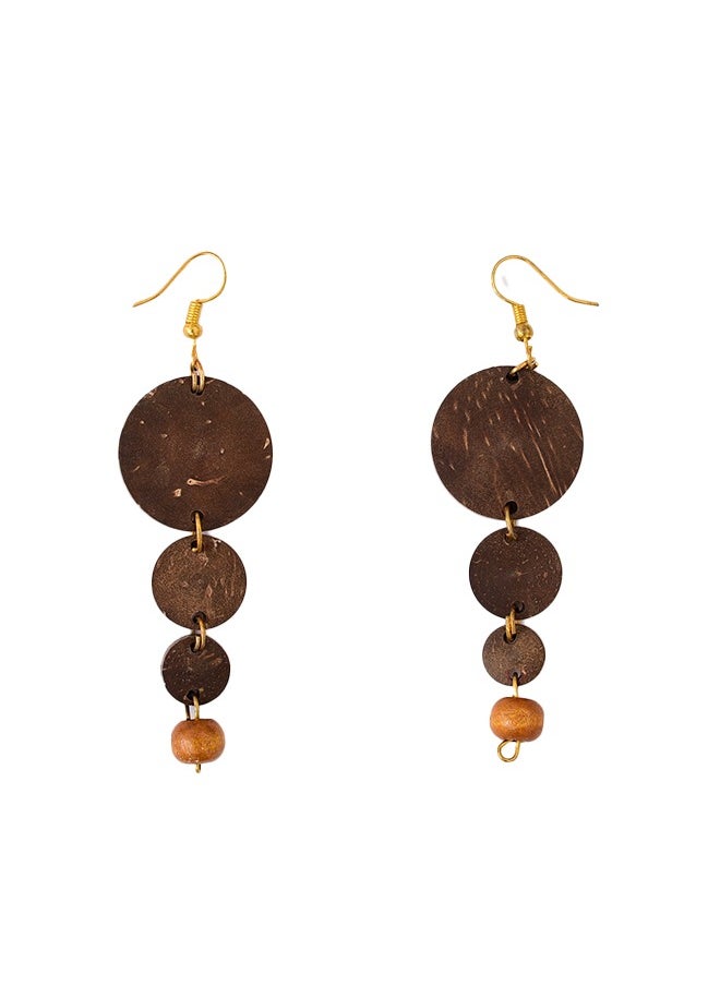 N & H Eco-friendly Handmade Jewellery Coconut Wooden Earrings Lightweight Hoopwire Earrings Bohemian Pendant Dangle Earrings Set  - Image 1