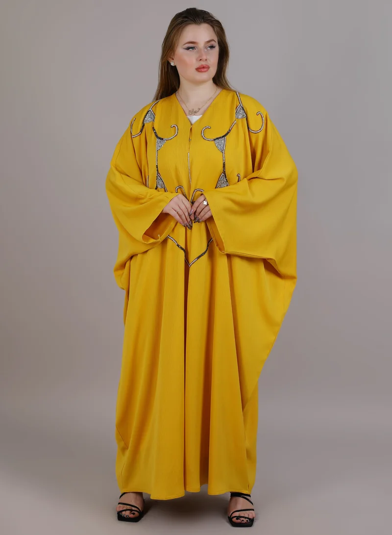 MSquare Fashion Yellow Embroidered Abaya