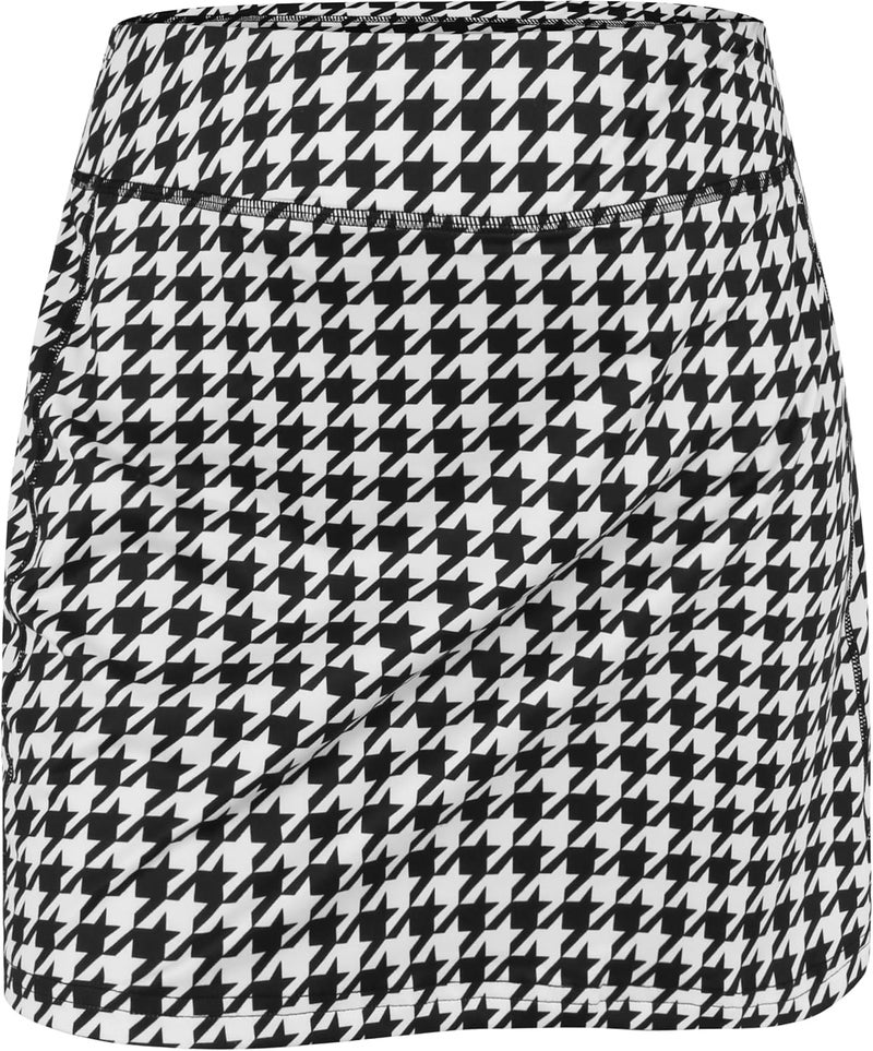 Mehrang Skirt with Shorts for Women's & Girl's Solid High Waist Flared Skater Short Mini Skirt (in, Alpha, M, Regular, Standard, Houndstooth Black) - Image 3