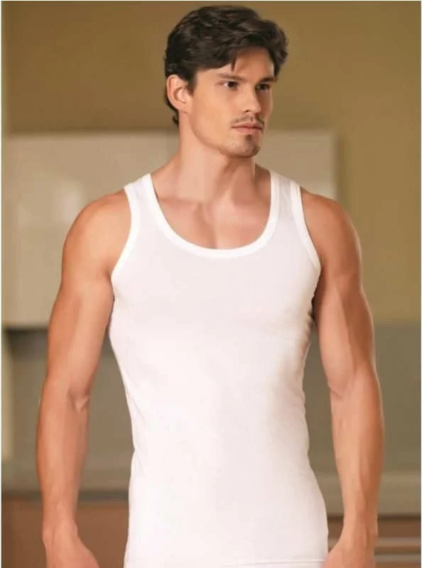 توتكو Passion 12 Pieces Passion White Classic Men's Combed Cotton Undershirt 0101