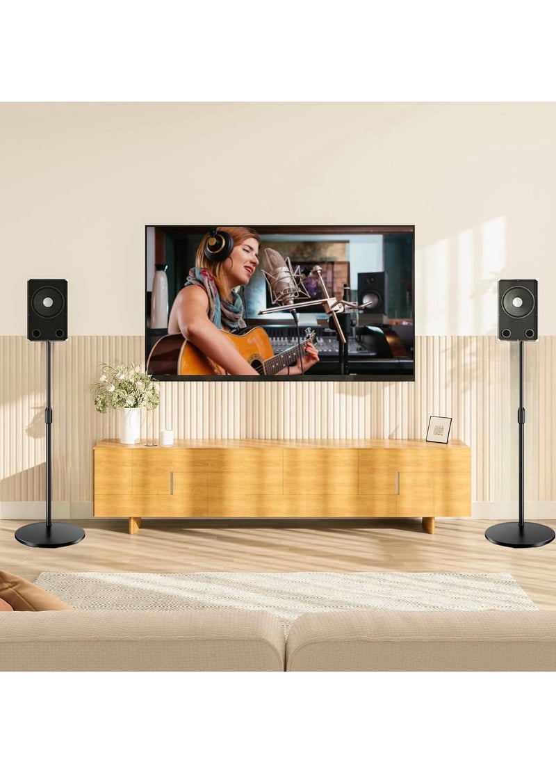 حامل مكبر صوت - ارتفاع قابل للتعديل لمكبرات الصوت العالمية الساتلية، مجموعة من 2 لمكبرات الصوت Bose وPolk وYamaha وSamsung وJBL وSony A9RS5