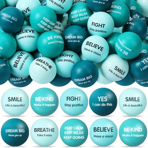Liliful 48 Pcs Motivational Stress Balls Bulk Inspirational Squeeze Balls for Adults Anxiety Relief Fidget Toys Office Employee Gifts Classroom Rewards 22 Inch Green - Image 1