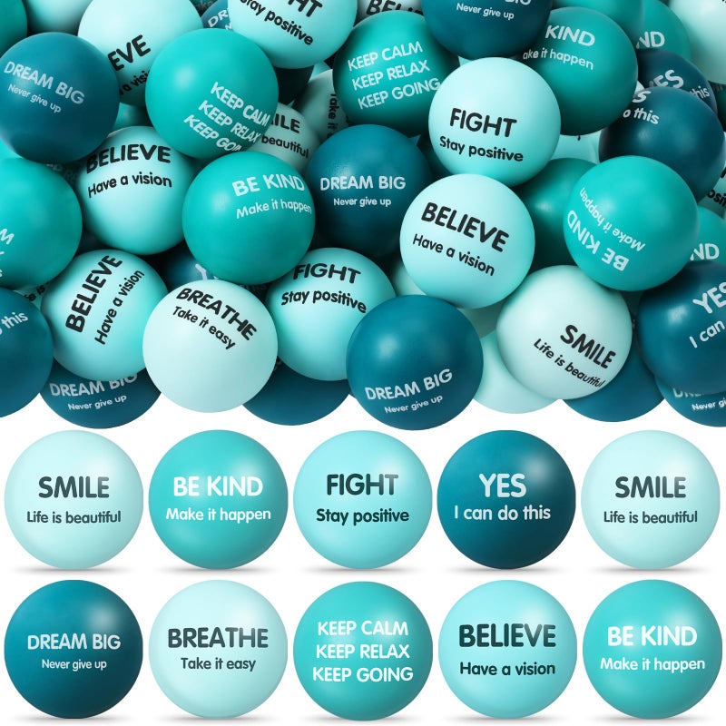 Liliful 48 Pcs Motivational Stress Balls Bulk Inspirational Squeeze Balls for Adults Anxiety Relief Fidget Toys Office Employee Gifts Classroom Rewards 22 Inch Green - Image 3