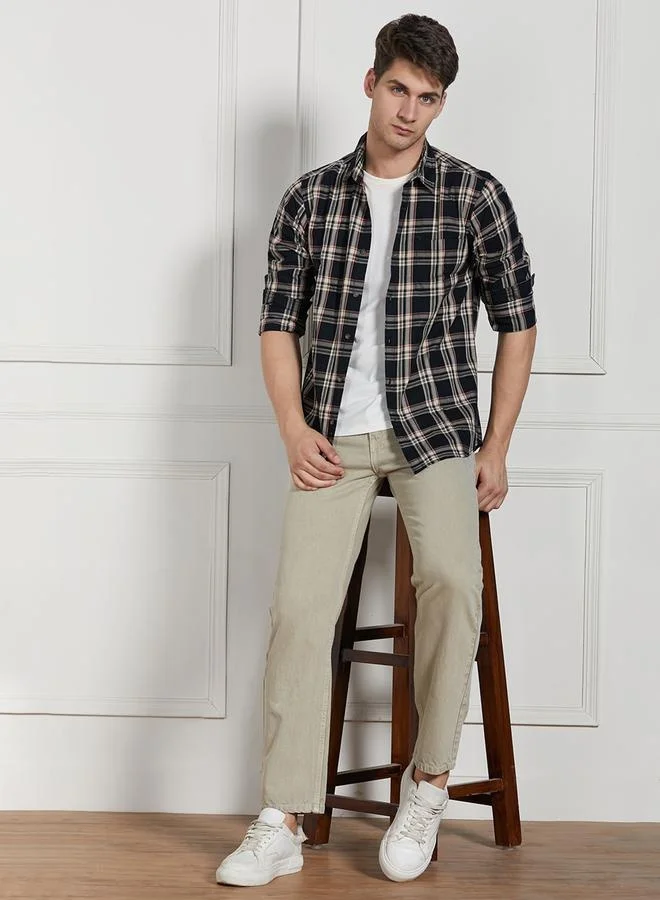 دينيس لينغو جينز رجالي كاجوال بقصة مريحة لون كاكي