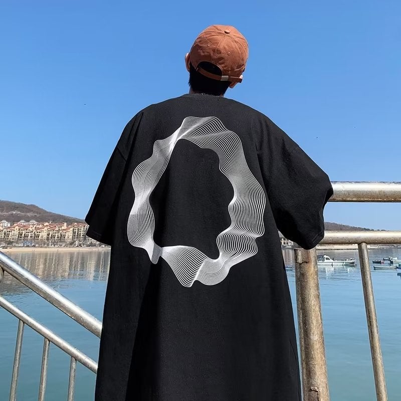 Summer Hip-Hop Graffiti Pure Cotton Short-Sleeved T-Shirt Men'S Trendy Ins Loose T-Shirt Hong Kong-Style All-Match Half-Sleeved T-Shirt For Couples - Image 5