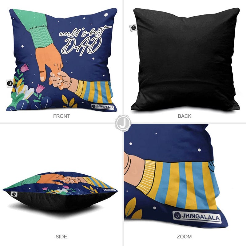 Jhingalala Jhingalala Worlds Best DAD Printed Cushion Mug Key Chain Greeting Card Combo Gift Pack Gift for Father Birthday Gift for Father Gift for Papa Gift for Father Birthday Gift for Fathers Day - Image 3