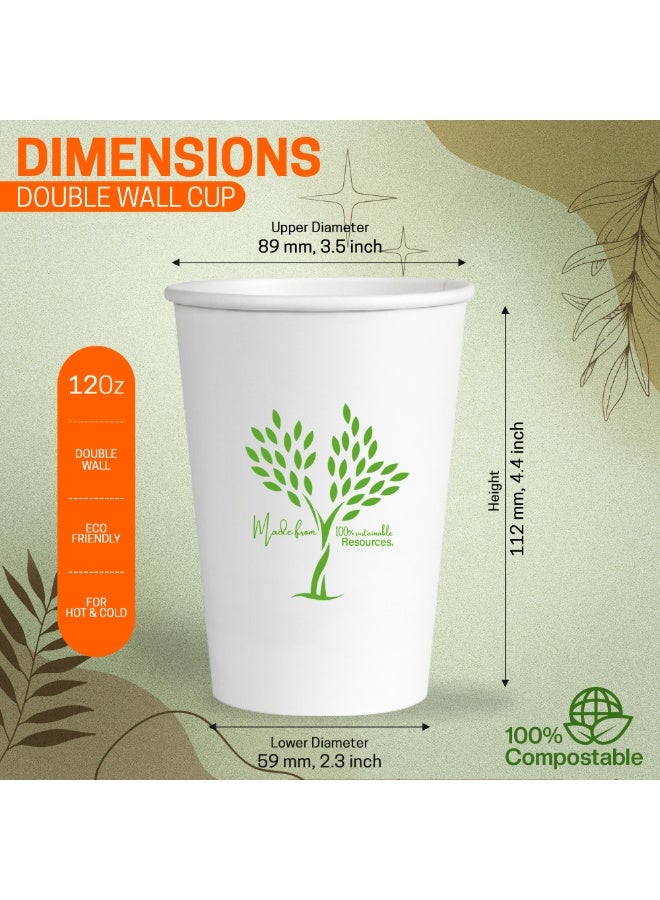 EcoEdge 12 Oz Disposable Heavy-Duty Triple Layered Paper Cups with Lid (Pack of 50) | Fancy, Sustainable, Biodegradable, Chemical Free | For Hot or Iced Beverages | All Occasions | 100% Recyclable - Image 4
