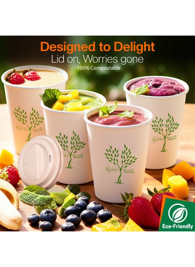 EcoEdge 12 Oz Disposable Heavy-Duty Triple Layered Paper Cups with Lid (Pack of 50) | Fancy, Sustainable, Biodegradable, Chemical Free | For Hot or Iced Beverages | All Occasions | 100% Recyclable - Image 5