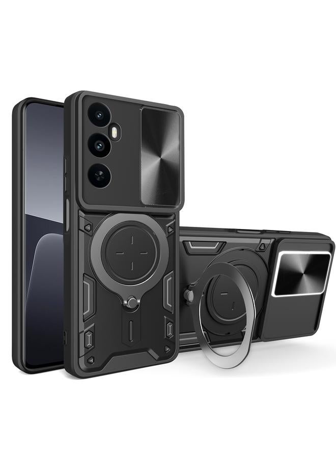 For Realme C65 4G CD Texture Sliding Camshield Magnetic Holder Phone Case(Black)