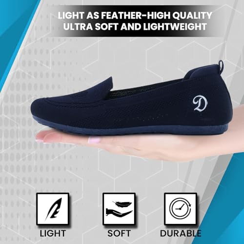 DOCTOR EXTRA SOFT Flexible Memory Foam Women's Shoes for Walking Gym Training | Casual Sports,Slip-On,Lightweight Lace up Jutis Bellies Classy Ballerina for Ladies and Girls New-D-1003 Navy - Image 5