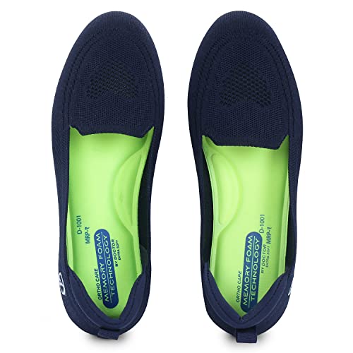 DOCTOR EXTRA SOFT Flexible Memory Foam Women's Shoes for Walking Gym Training | Casual Sports,Slip-On,Lightweight Lace up Jutis Bellies Classy Ballerina for Ladies and Girls New-D-1003 Navy - Image 1
