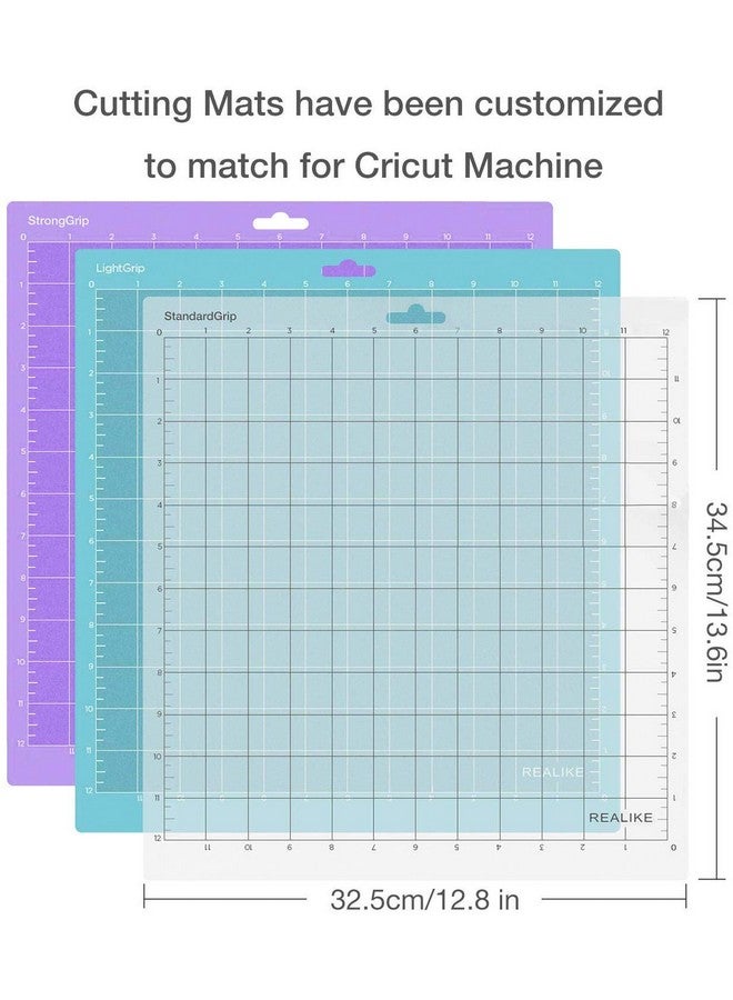 REALIKE 12x12 Cutting Mat for Silhouette Cameo 4/3/2/1 (3 Mats - StandardGrip, LightGrip, StrongGrip), Gridded Adhesive Non-Slip Cut Mat for Crafts, Quilting, Sewing, Scrapbooking and All Arts - Image 2