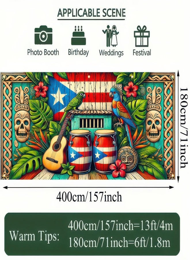 BlissYard 13x6ft Summer Hawaiian Garage Door Banner Puerto Rico Decor Backdrop Tropical Theme Aloha Tiki Totem Large Banner Garage Door Cover for Party Indoor Outdoor House Wall Decor - Image 2